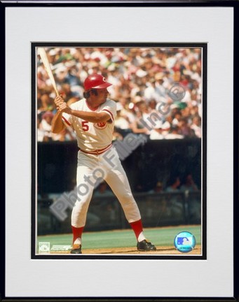 Johnny Bench, Cincinnati Reds "Batting" Double Matted 8" X 10" Photograph in Black Anodized Aluminum