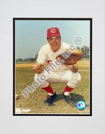 Johnny Bench, Cincinnati Reds "Posed Catching" Double Matted 8" X 10" Photograph (Unframed)