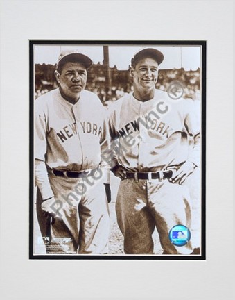 Babe Ruth and Lou Gehrig, New York Yankees Double Matted 8" X 10" Photograph (Unframed)