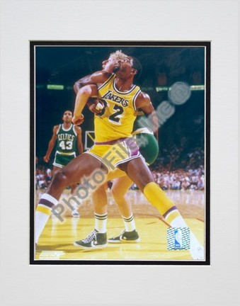 Larry Bird and Magic Johnson, (Blocking) Double Matted 8" X 10" Photograph (Unframed)