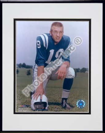 Johnny Unitas Double Matted 8" X 10" Photograph in Black Anodized Aluminum Frame