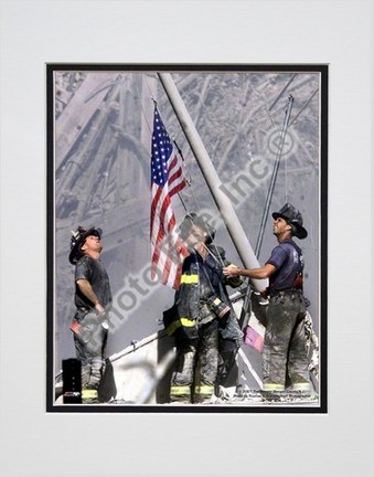 New York Firefighters / Ground Zero Double Matted 8" X 10" Photograph (Unframed)