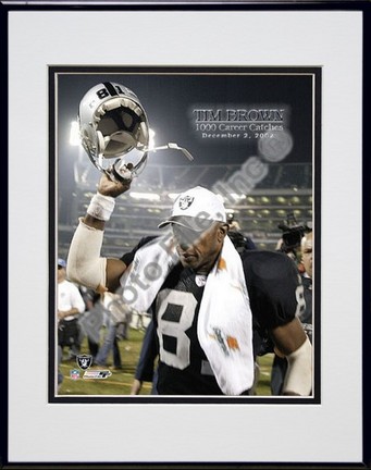 Tim Brown "1000th Career Catch" Double Matted 8" x 10" Photograph in Black Anodized Aluminum Frame