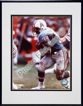 Earl Campbell "Running with Ball" Double Matted 8" X 10" Photograph in Black Anodized Aluminum Frame