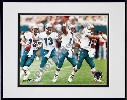 Dan Marino "Multiple Exposure" Double Matted 8" X 10" Photograph in Black Anodized Aluminum Frame