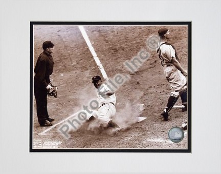 Monte Irvin "Sliding In Home" Double Matted 8" X 10" Photograph (Unframed)