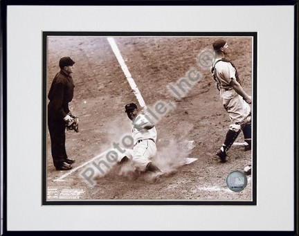 Monte Irvin "Sliding In Home" Double Matted 8" X 10" Photograph in Black Anodized Aluminum Frame