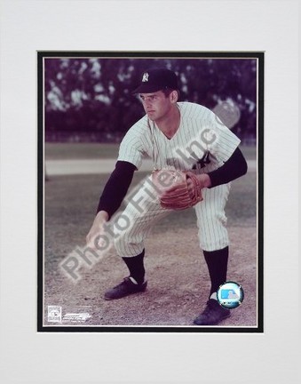 Don Larsen "Pitching" Double Matted 8" X 10" Photograph (Unframed)