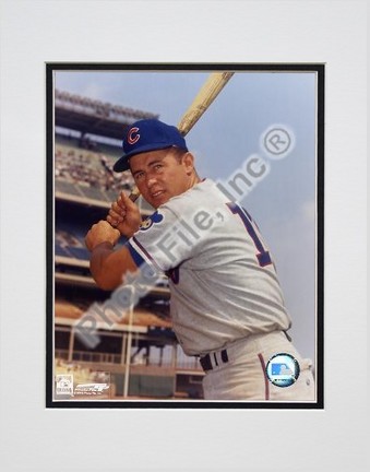 Ron Santo "With Bat" Double Matted 8" X 10" Photograph (Unframed)