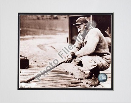 Honus Wagner "In Dugout with Bats" Double Matted 8" X 10" Photograph (Unframed)