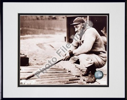 Honus Wagner "In Dugout with Bats" Double Matted 8" X 10" Photograph in Black Anodized Aluminum Fram