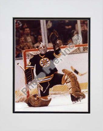 Gerry Cheevers "Save" Double Matted 8" X 10" Photograph (Unframed)