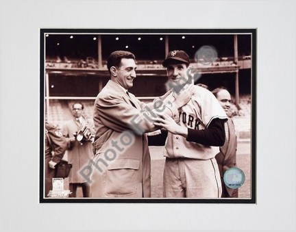 Ralph Branca and Bobby Thomson "Choking" Double Matted 8" X 10" Photograph (Unframed)