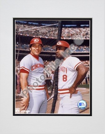 Johnny Bench and Joe Morgan Double Matted 8" X 10" Photograph (Unframed)