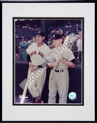Ted Williams and Mickey Mantle Double Matted 8" X 10" Photograph in Black Anodized Aluminum Frame