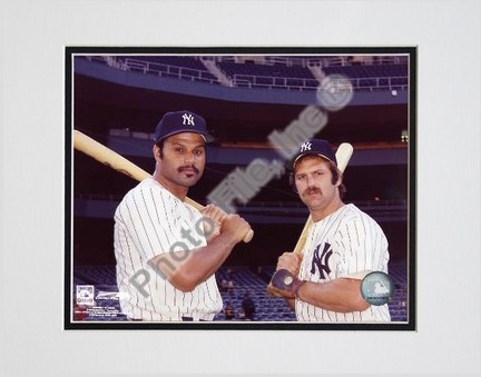 Thurman Munson and Chris Chambliss Double Matted 8" X 10" Photograph (Unframed)