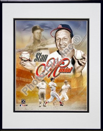 Stan Musial "Legends Composite" Double Matted 8" X 10" Photograph in Black Anodized Aluminum Frame