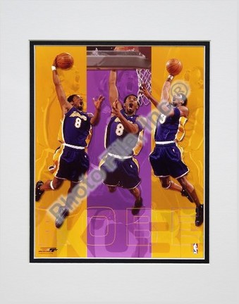 Kobe Bryant "Triple Composite" Double Matted 8" X 10" Photograph (Unframed)