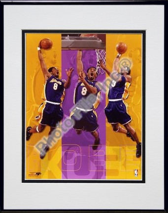 Kobe Bryant "Triple Composite" Double Matted 8" X 10" Photograph in Black Anodized Aluminum Frame