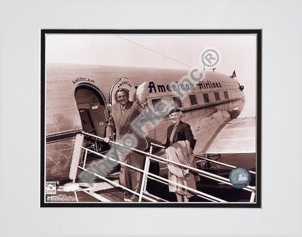 Babe Ruth "Retired #2 Boarding Plane" Double Matted 8" X 10" Photograph (Unframed)