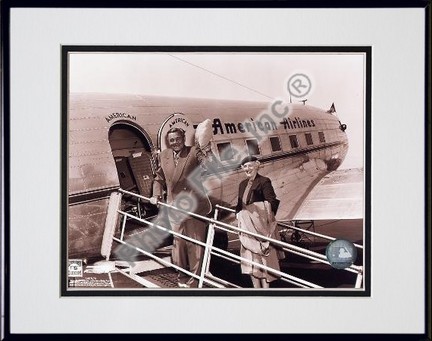 Babe Ruth "Retired #2 Boarding Plane" Double Matted 8" X 10" Photograph in Black Anodized Aluminum F