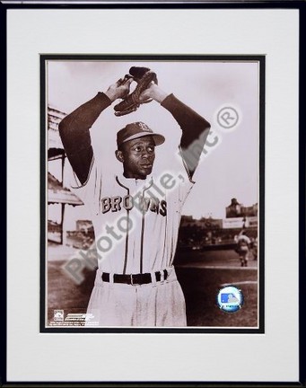 Satchel Paige "Ball in Glove" Double Matted 8" X 10" Photograph in Black Anodized Aluminum Frame