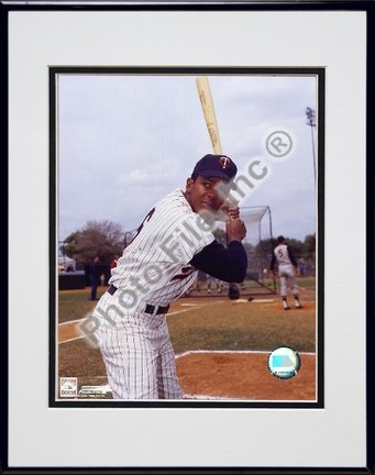 Tony Oliva "With Bat" Double Matted 8" X 10" Photograph in Black Anodized Aluminum Frame