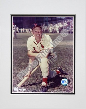 Red Schoendienst "Kneeling with Bat" Double Matted 8" X 10" Photograph (Unframed)
