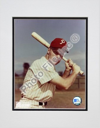 Richie Ashburn "With Bat" Double Matted 8" X 10" Photograph (Unframed)