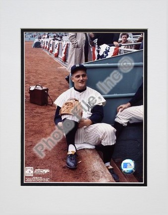 Roger Maris "#3 Sitting on Steps of Dugout" Double Matted 8" X 10" Photograph (Unframed)