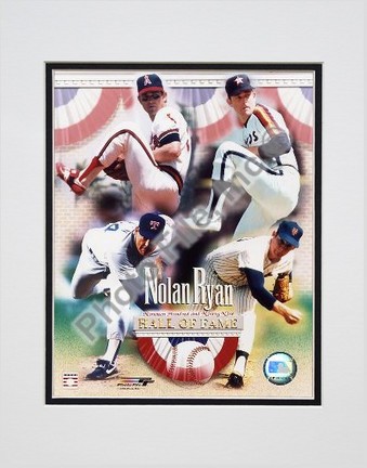 Nolan Ryan "4 Team Career Hall Of Fame Composite" Double Matted 8" X 10" Photograph (Unframed)