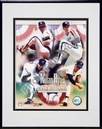 Nolan Ryan "4 Team Career Hall Of Fame Composite" Double Matted 8" X 10" Photograph in Black Anodize