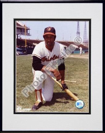 Frank Robinson Baltimore Orioles "Kneeling with Bat" Double Matted 8" X 10" Photograph in Black Anod