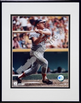 Boog Powell "Batting" Double Matted 8" X 10" Photograph in Black Anodized Aluminum Frame