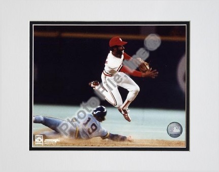 Ozzie Smith "Turning Double Play" Double Matted 8" X 10" Photograph (Unframed)