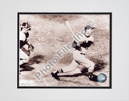 Ted Williams "Looking Up" Double Matted 8" X 10" Photograph (Unframed)