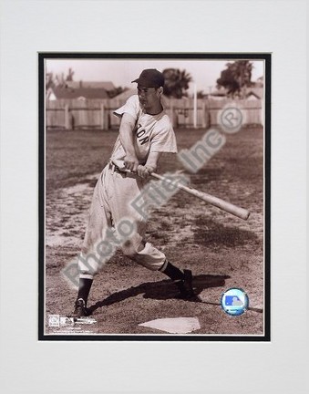 Ted Williams "Sepia Swinging" Double Matted 8" X 10" Photograph (Unframed)