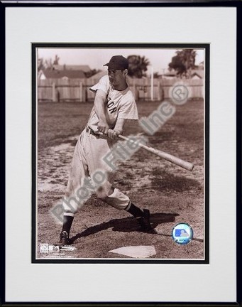Ted Williams "Sepia Swinging" Double Matted 8" X 10" Photograph in Black Anodized Aluminum Frame