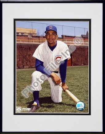 Billy Williams "Kneeling with Bat" Double Matted 8" X 10" Photograph in Black Anodized Aluminum Fram