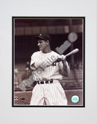 Lou Gehrig "With Bat Looking to Right" Double Matted 8" X 10" Photograph (Unframed)