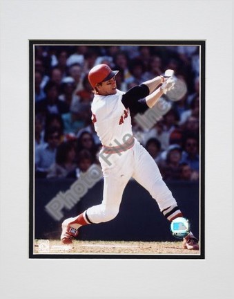 Carlton Fisk "Swinging" Double Matted 8" X 10" Photograph (Unframed)