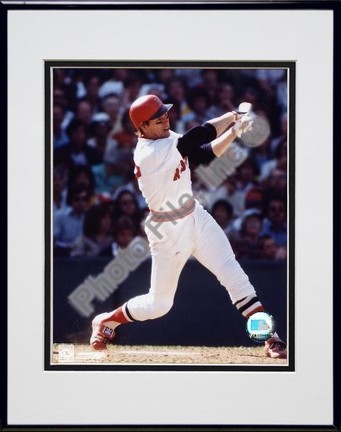 Carlton Fisk "Swinging" Double Matted 8" X 10" Photograph in Black Anodized Aluminum Frame