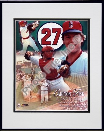 Carlton Fisk "Uniform #27 Retirement Day 2000 Collage" Double Matted 8" X 10" Photograph in Black An