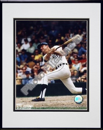 Al Kaline Full "Swing" Double Matted 8" X 10" Photograph in Black Anodized Aluminum Frame