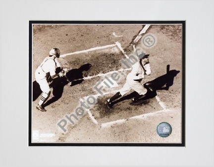 Babe Ruth "Homeplate Action, Sepia" Double Matted 8" X 10" Photograph (Unframed)
