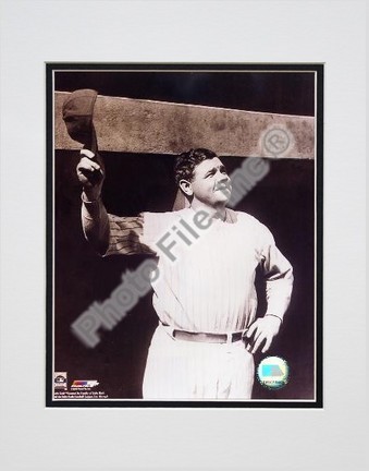 Babe Ruth "Tipping Cap, Sepia" Double Matted 8" X 10" Photograph (Unframed)