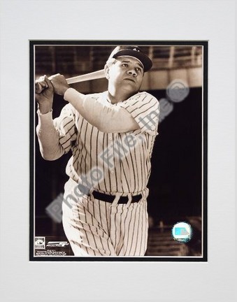 Babe Ruth "Bat Over Shoulder, Posed Sepia" Double Matted 8" X 10" Photograph (Unframed)