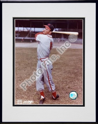 Stan Musial "With Bat Over Shoulder, Posed" Double Matted 8" X 10" Photograph in Black Anodized Alum