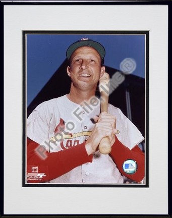 Stan Musial "Close Up with Bat, Posed" Double Matted 8" X 10" Photograph in Black Anodized Aluminum 