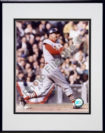 Stan Musial "Batting" Double Matted 8" X 10" Photograph in Black Anodized Aluminum Frame